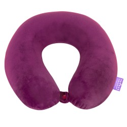 VIAGGI U Shape Round Memory Foam Soft Travel Neck Pillow for Neck Pain Relief Cervical Orthopedic Use Comfortable Neck Rest Pillow - Eggplant